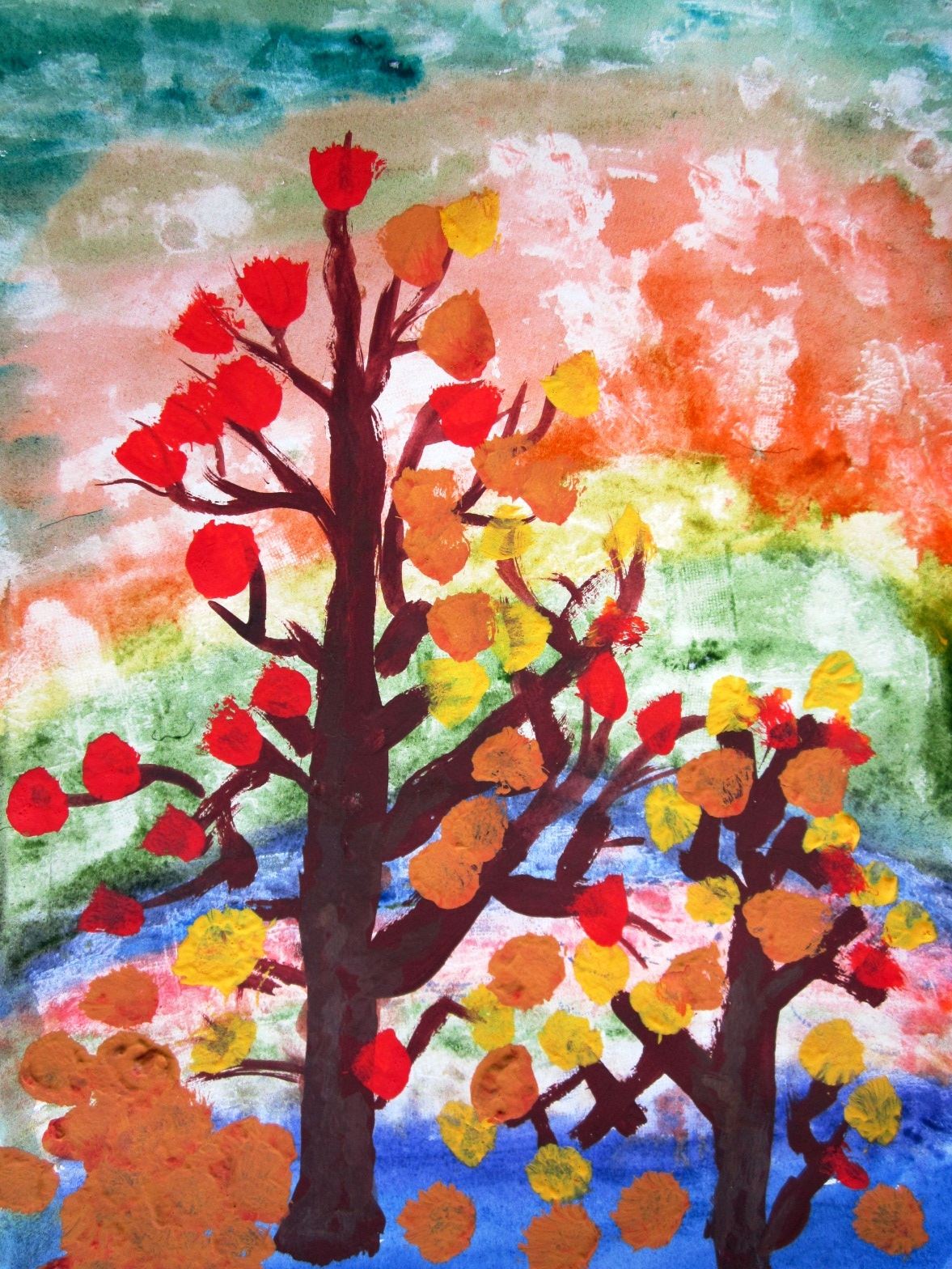 Рисунок красками для детей 5. Краски осени. Рисование красками осень. Осень красками для детей. Рисование красками для детей.