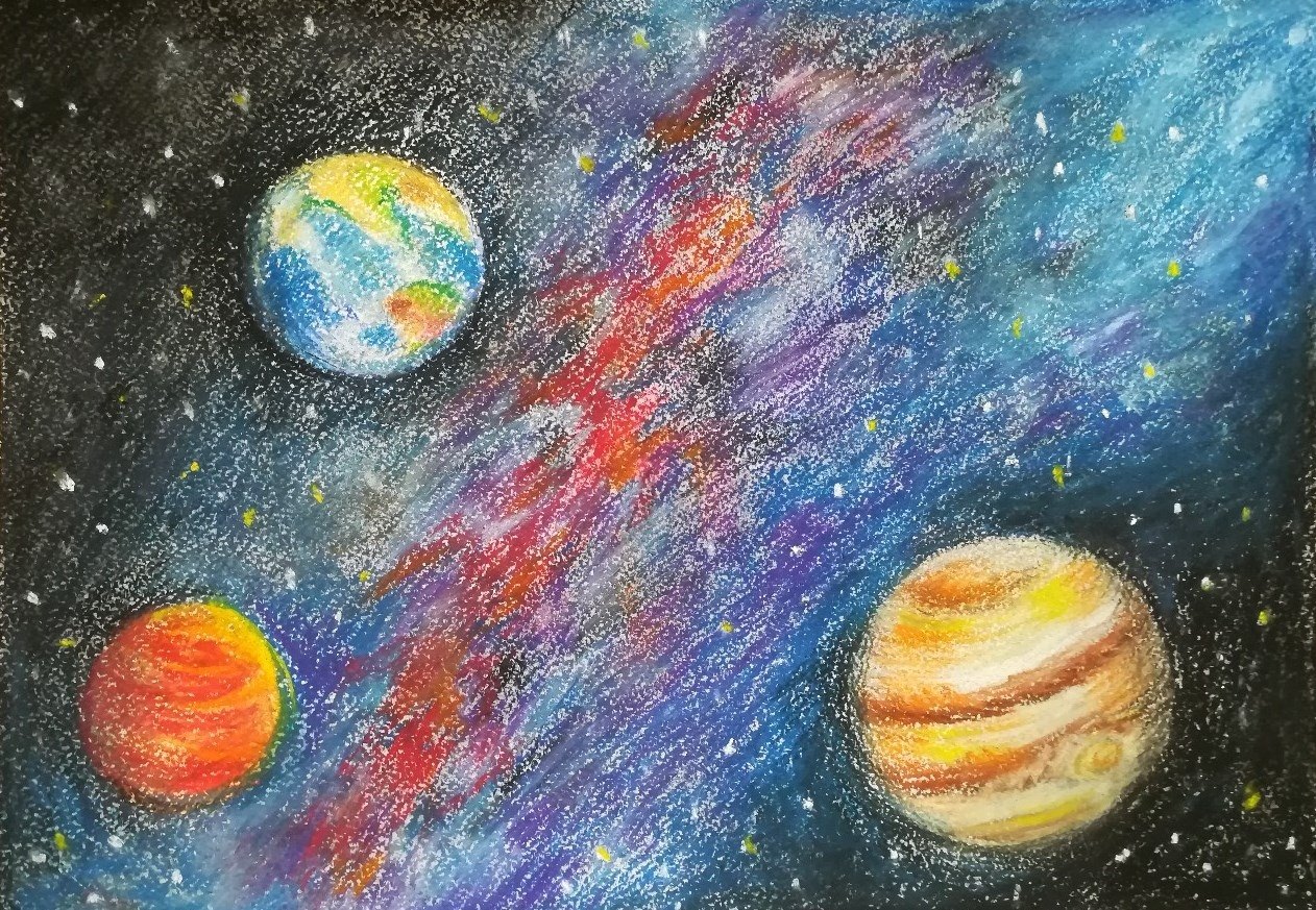 Рисуем космос с детьми 5 6. Рисунок на тему космос. Детские рисунки на тему космос. Рисунок на тему космос красками. Живопись на тему космос для детей.