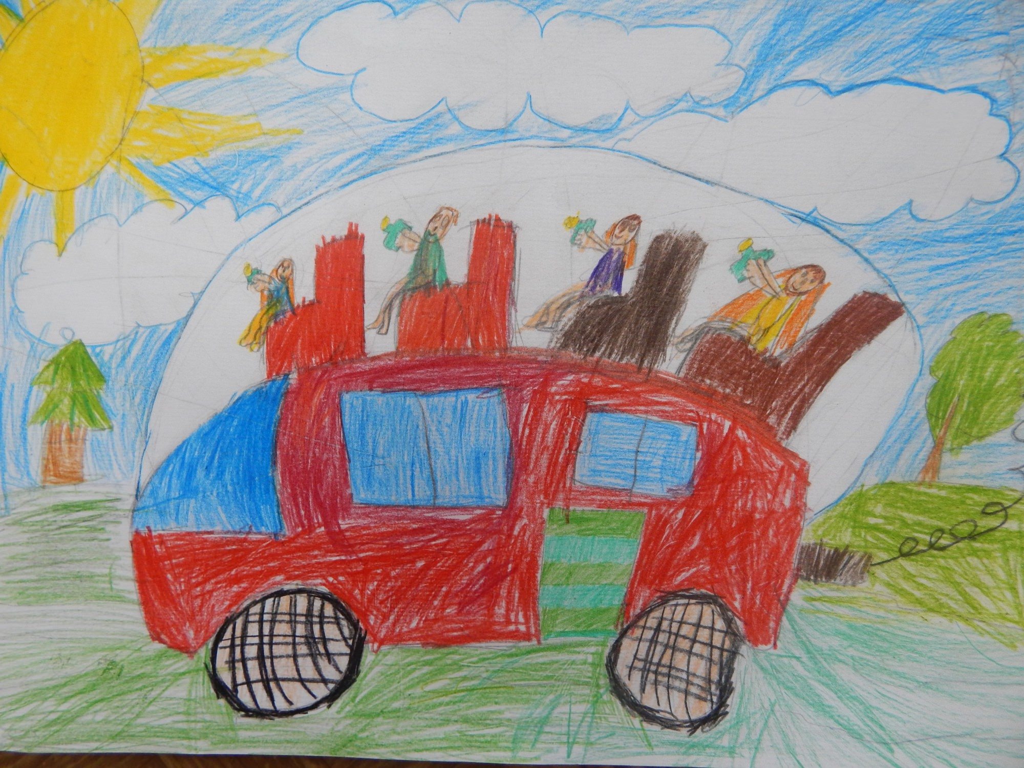 Детские рисунки на тему автомобиль