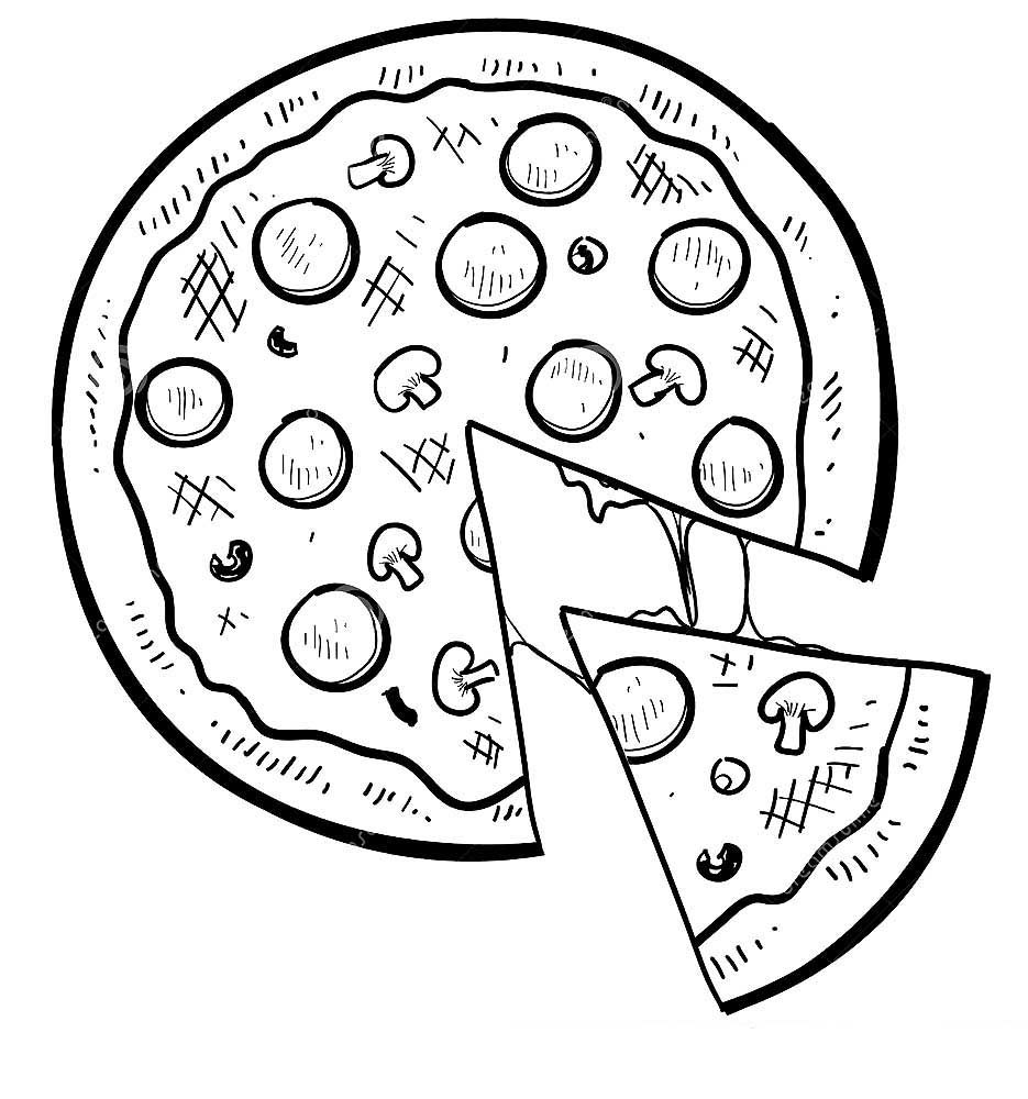 Рисунок пицца карандашом для срисовки