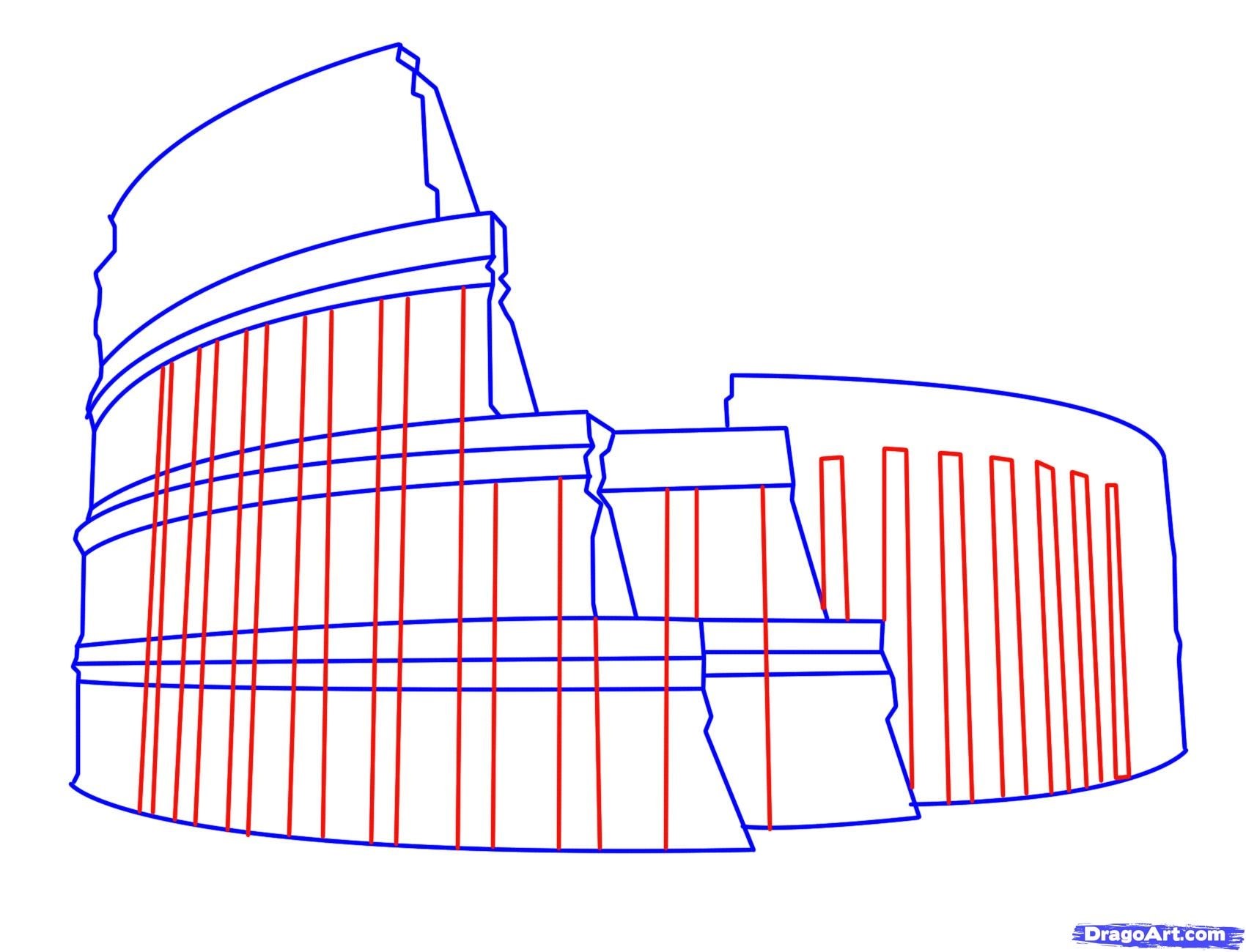 Колизей рисунок карандашом