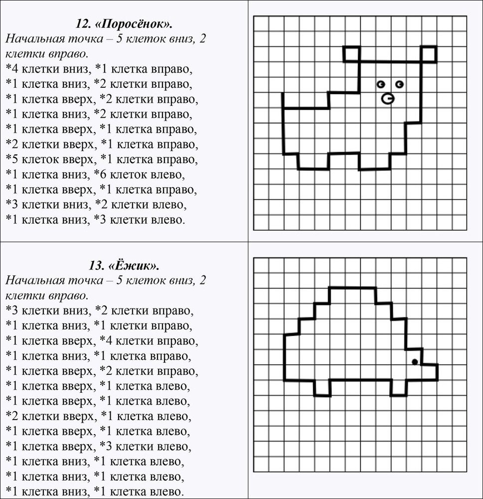 Картинка по клеткам диктант