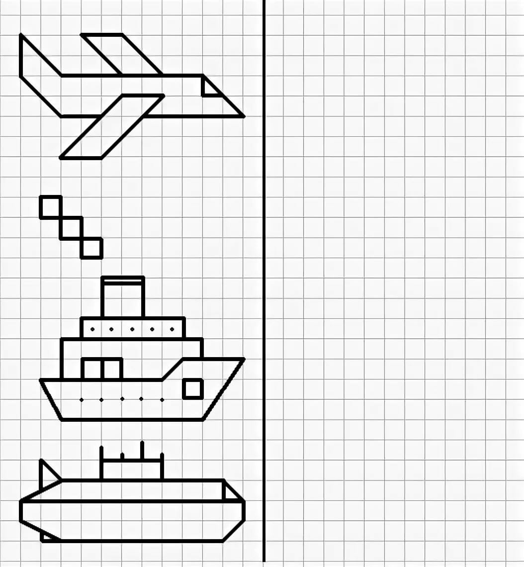 Нарисуй по клеточкам для дошкольников
