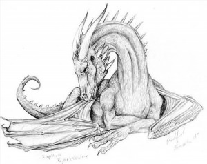 Лежащий дракон для срисовки