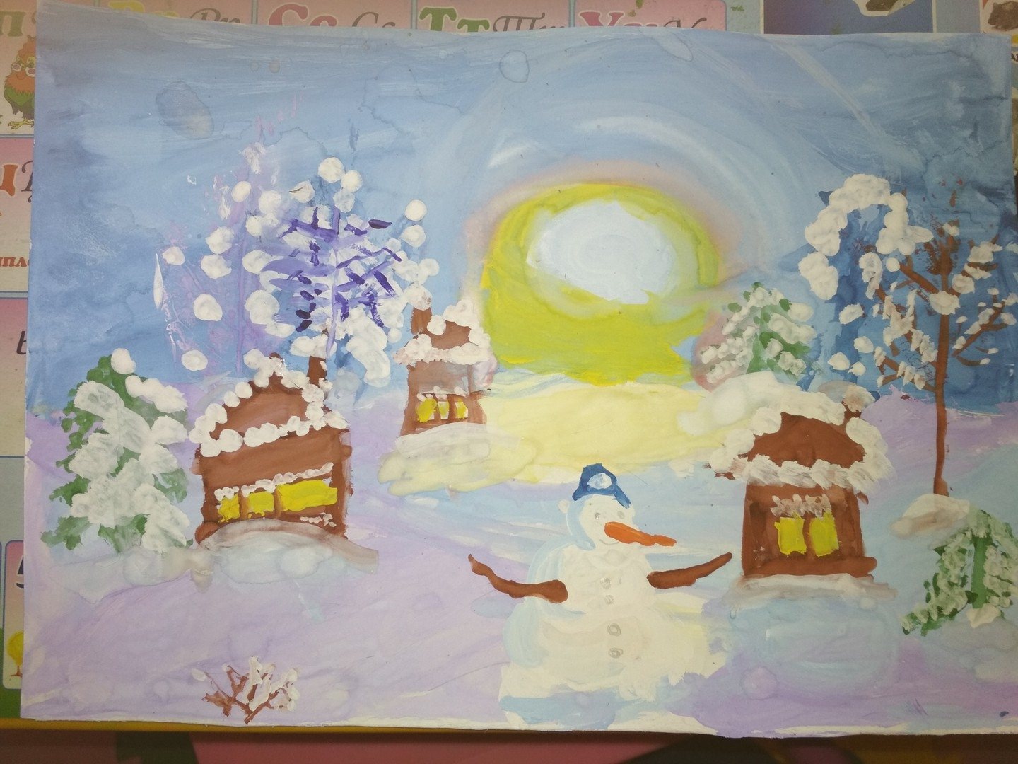 Картинка встреча зимы. Рисунок на зимнюю тему. Рисование на зимнюю тему. Детский рисунок на тему зима. Зимние рисунки для детей красками.
