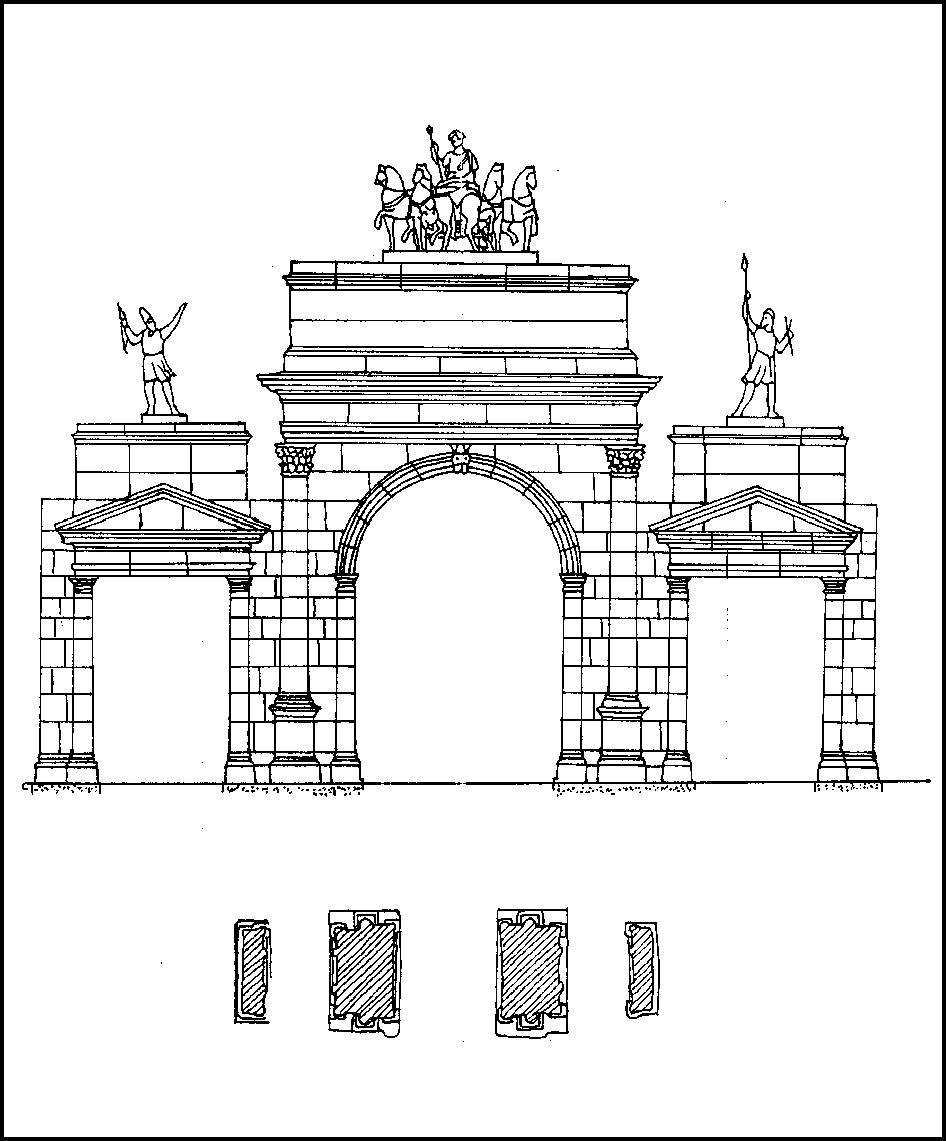 Схемы фасадов арки императора тита и арки императора константина в риме