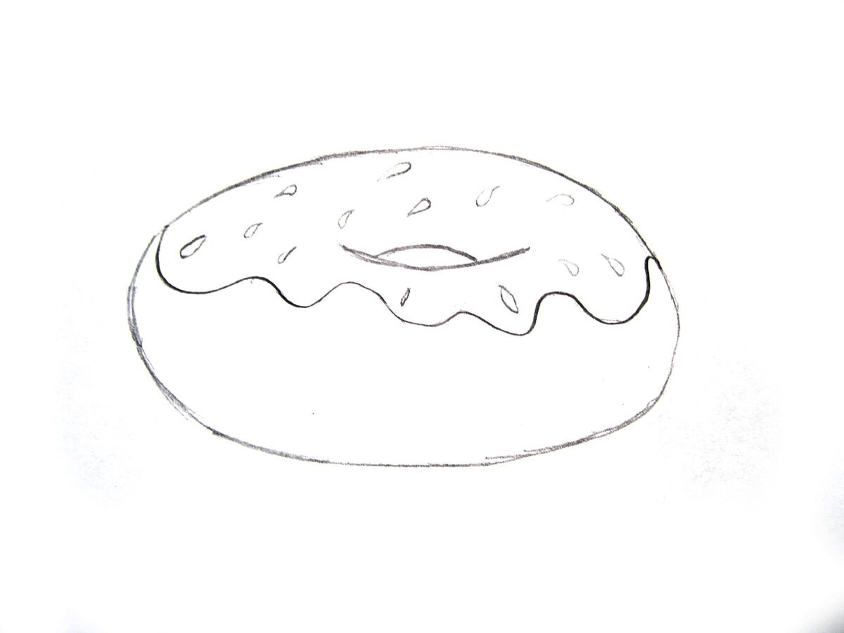 Еда карандашом легко. Пончик рисунок карандашом. Нарисовать пончик. Рисунки для срисовки лёгкие. Пончик рисунок для срисовки.