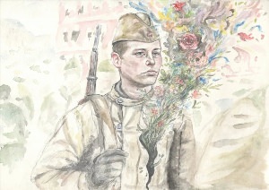 Солдат на войне рисунок