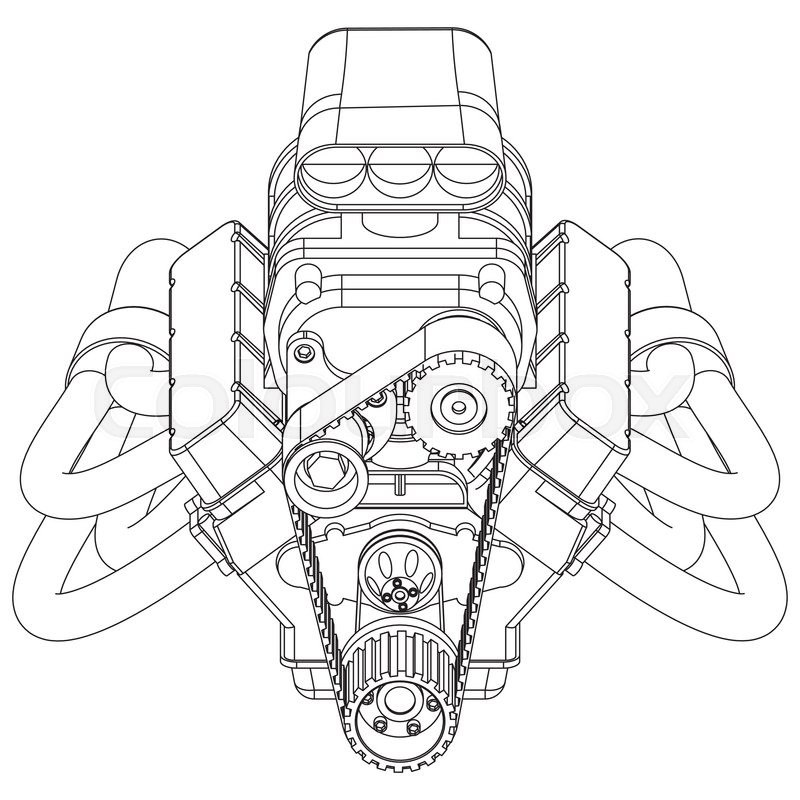 Рисунок двигателя машины