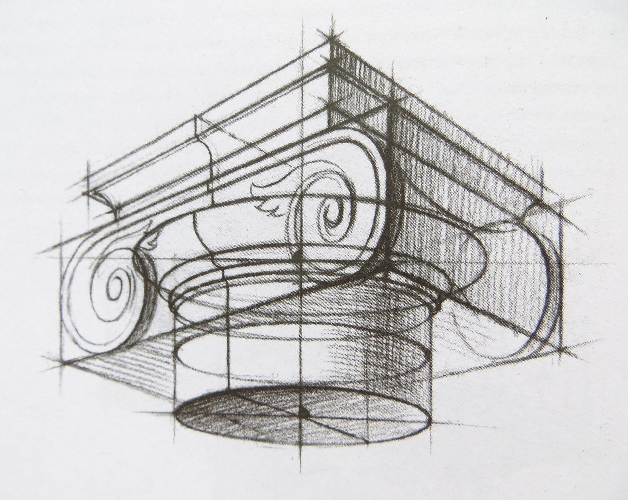 Ионическая капитель рисунок академический
