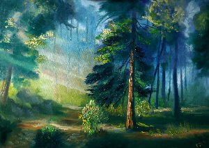 Утро в лесу рисунок