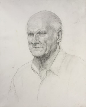 Портрет лысого мужчины карандашом