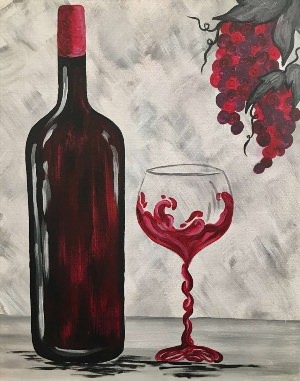 Бутылка вина и бокал рисунок