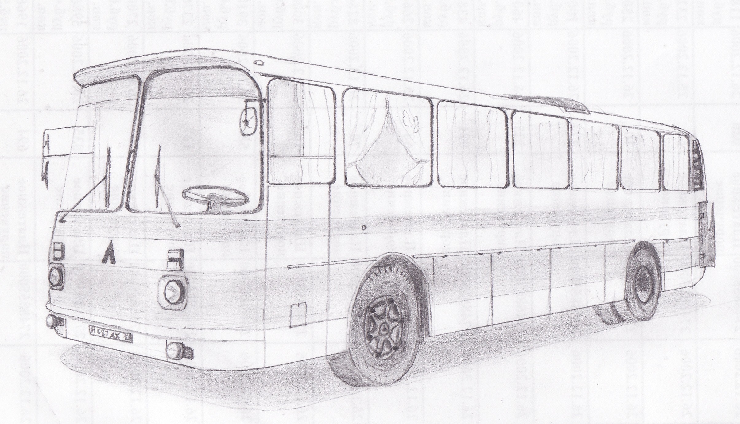 Нарисовать автобус паз