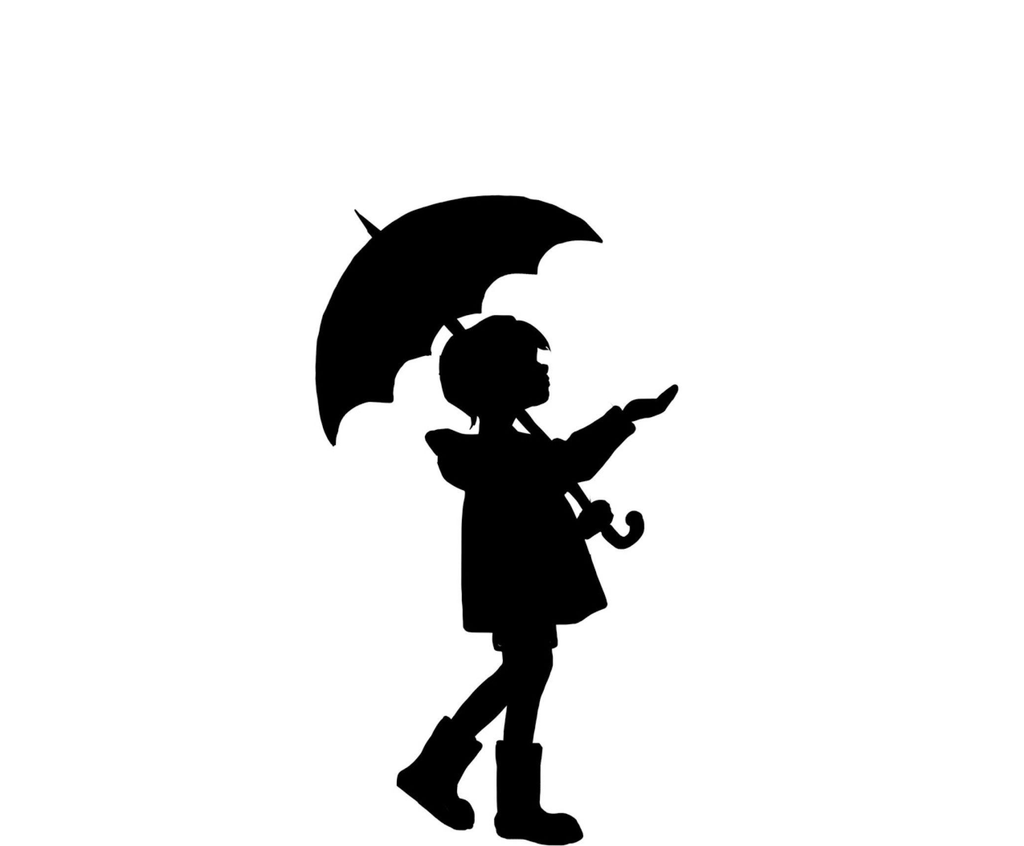 Силуэт мальчика с зонтиком