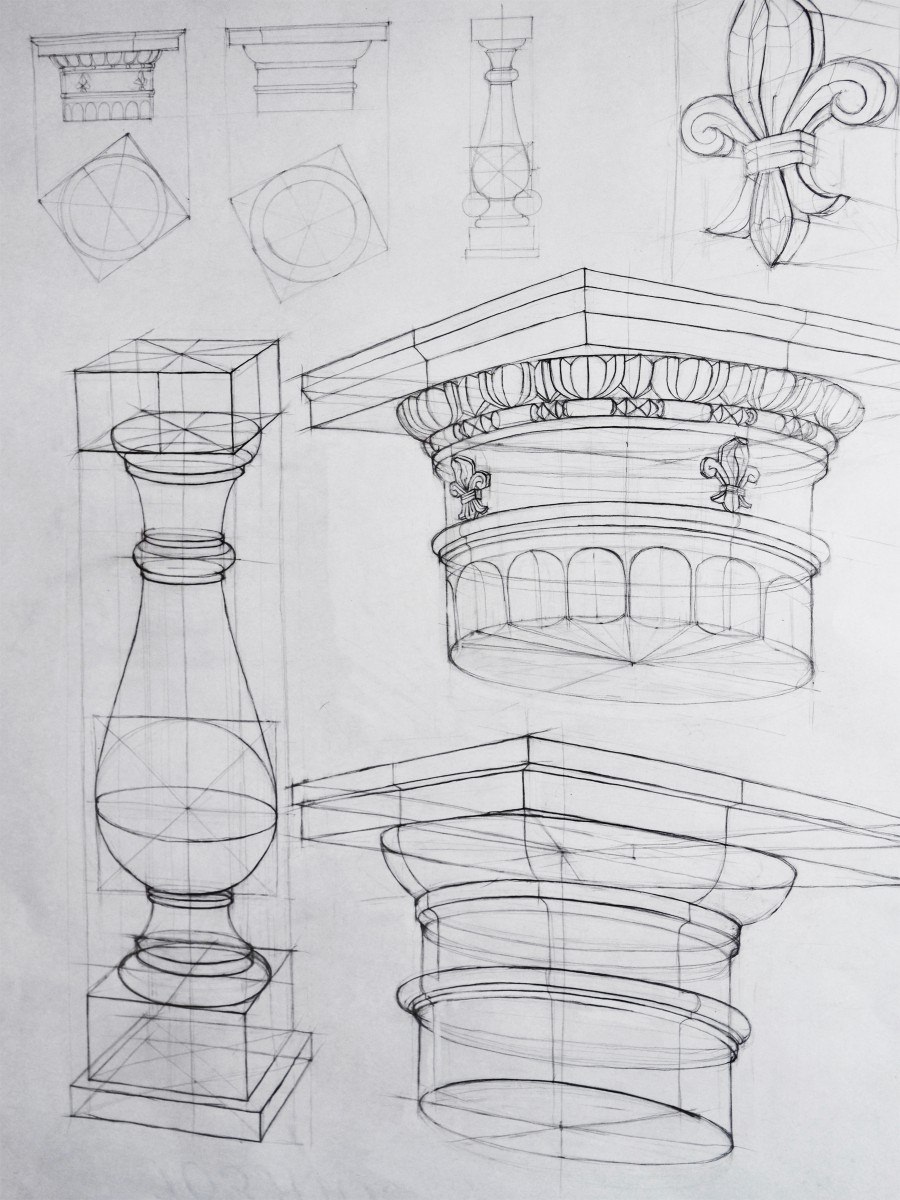 Как рисовать колонну карандашом поэтапно
