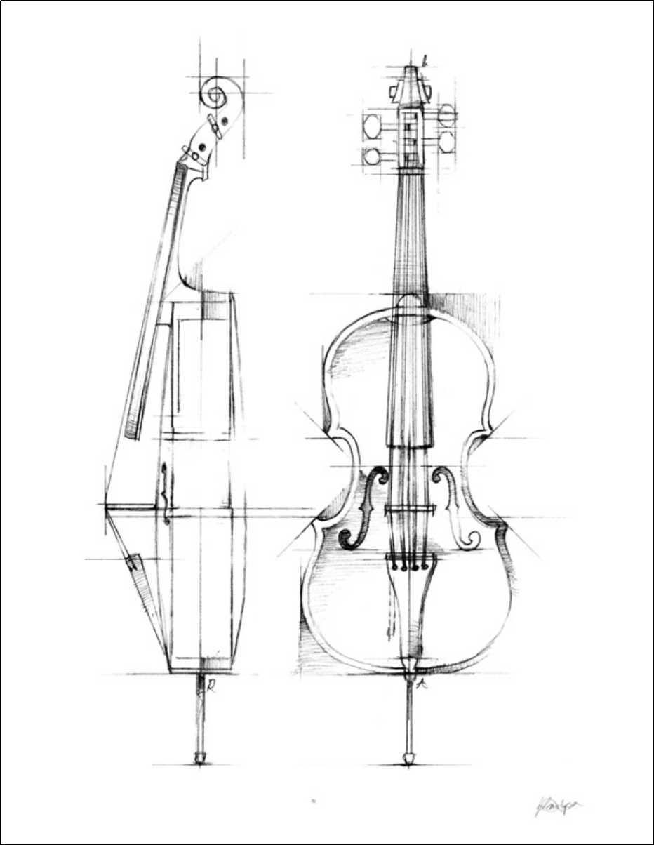 Рисунок для срисовки контрабас