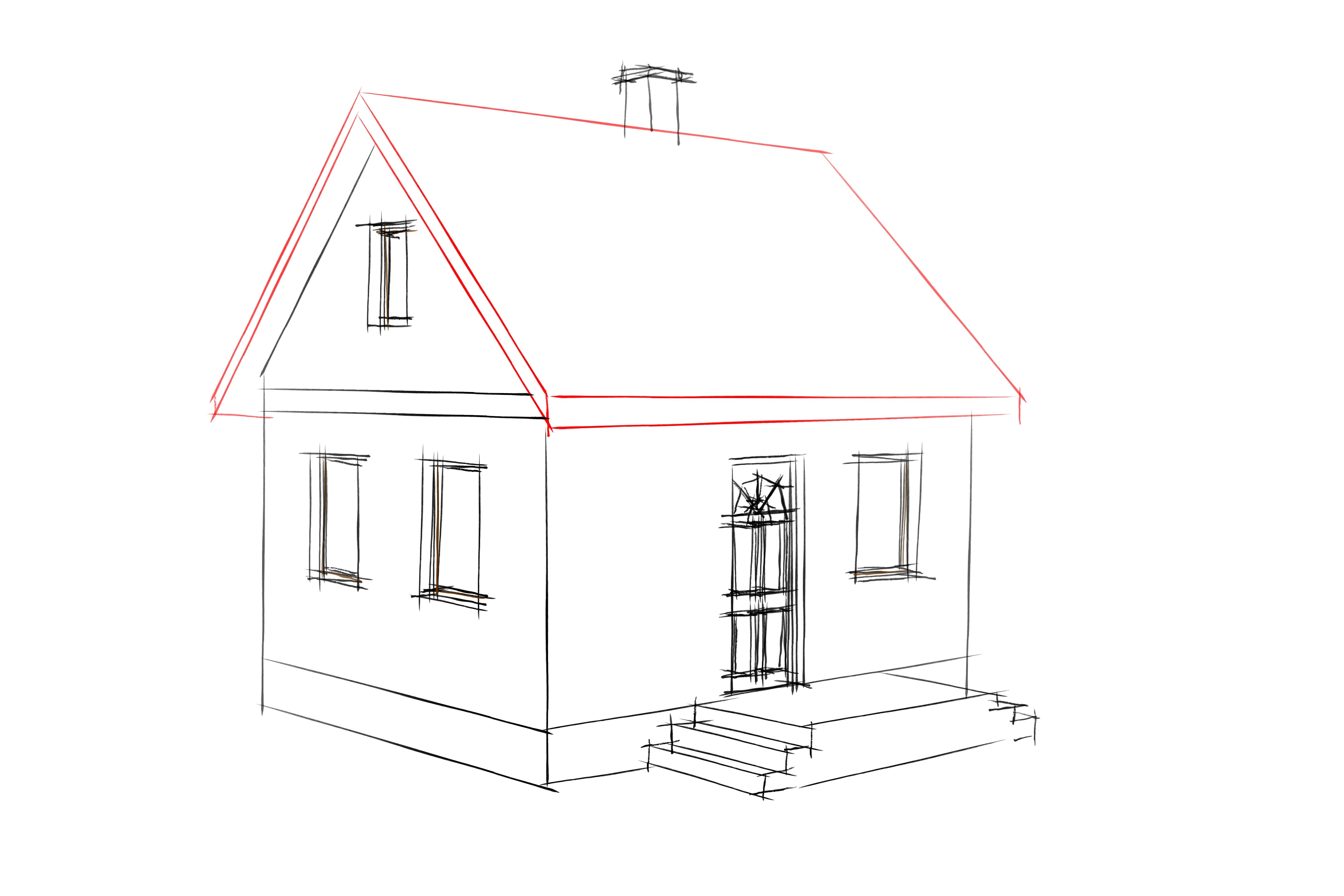 Как нарисовать дом в объеме