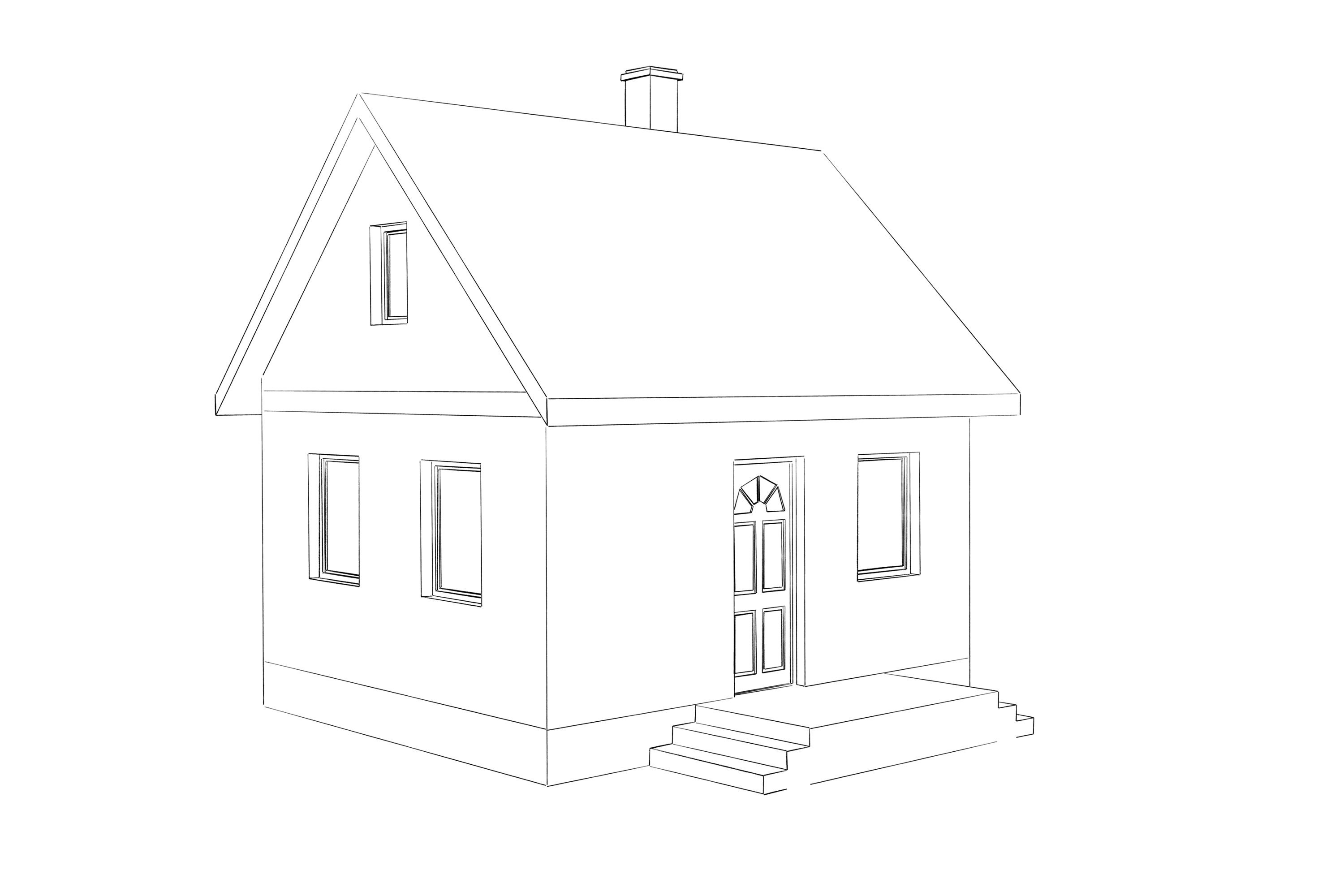 Нарисовать дом поэтапно для начинающих. Дачный домик карандашом. Двухэтажный дом карандашом. Нарисовать дачный домик легко. Рисунки домов квартир карандашом.