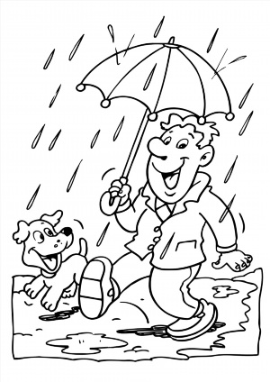 Раскраска осенний дождь для детей
