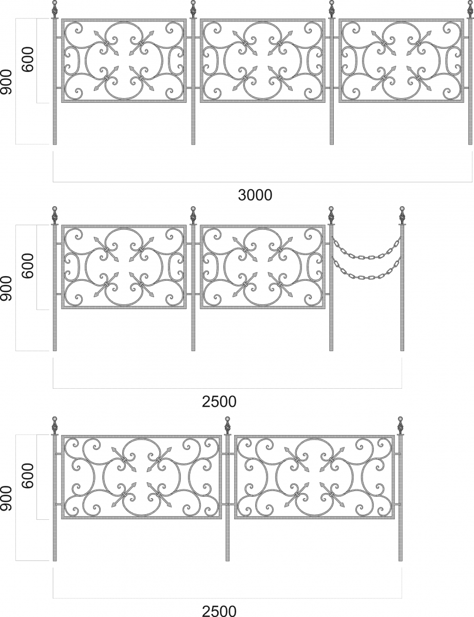Эскизы оградок холодной ковки