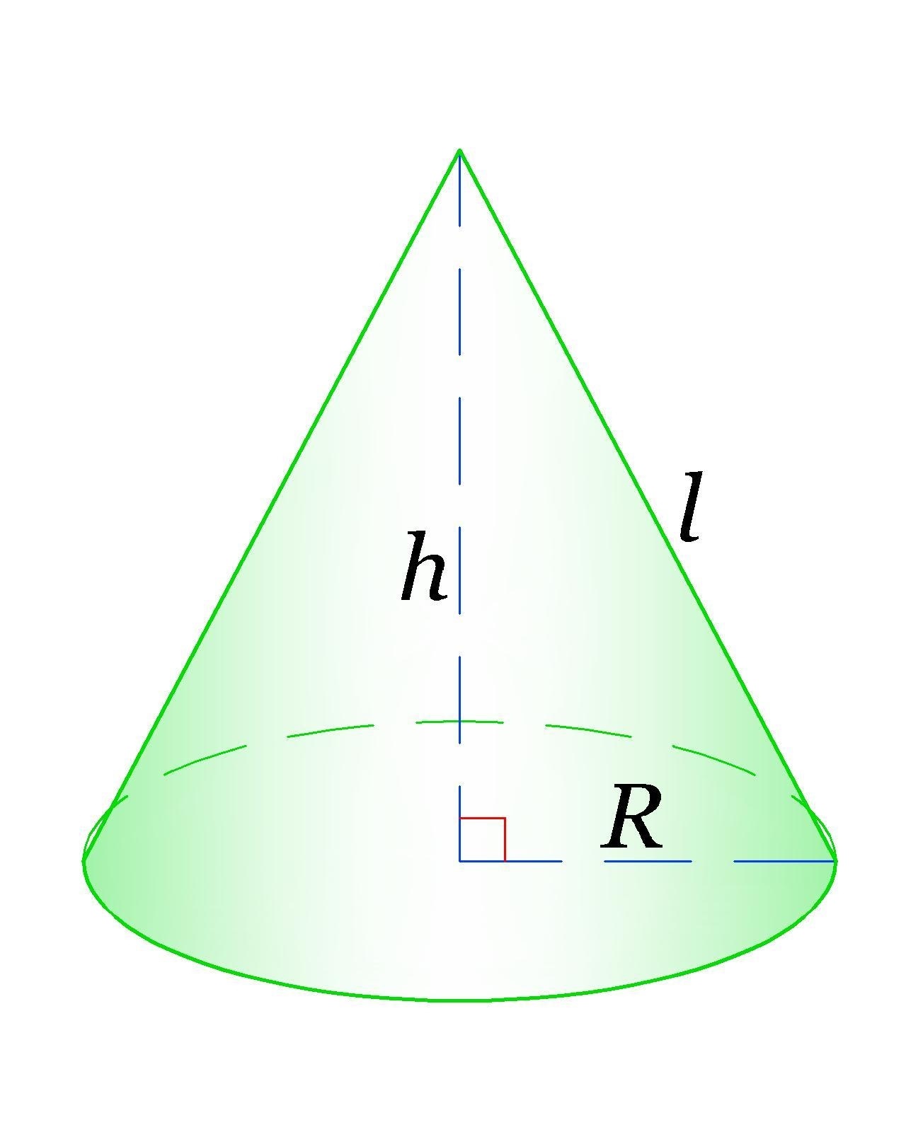Конуса через образующую. L- образующая конуса, h - высота конуса. Высота конуса равна 8 образующая 10. Образующая конуса равна формула. Формула образующей конуса.