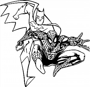 Раскраска бэтмен и человек паук