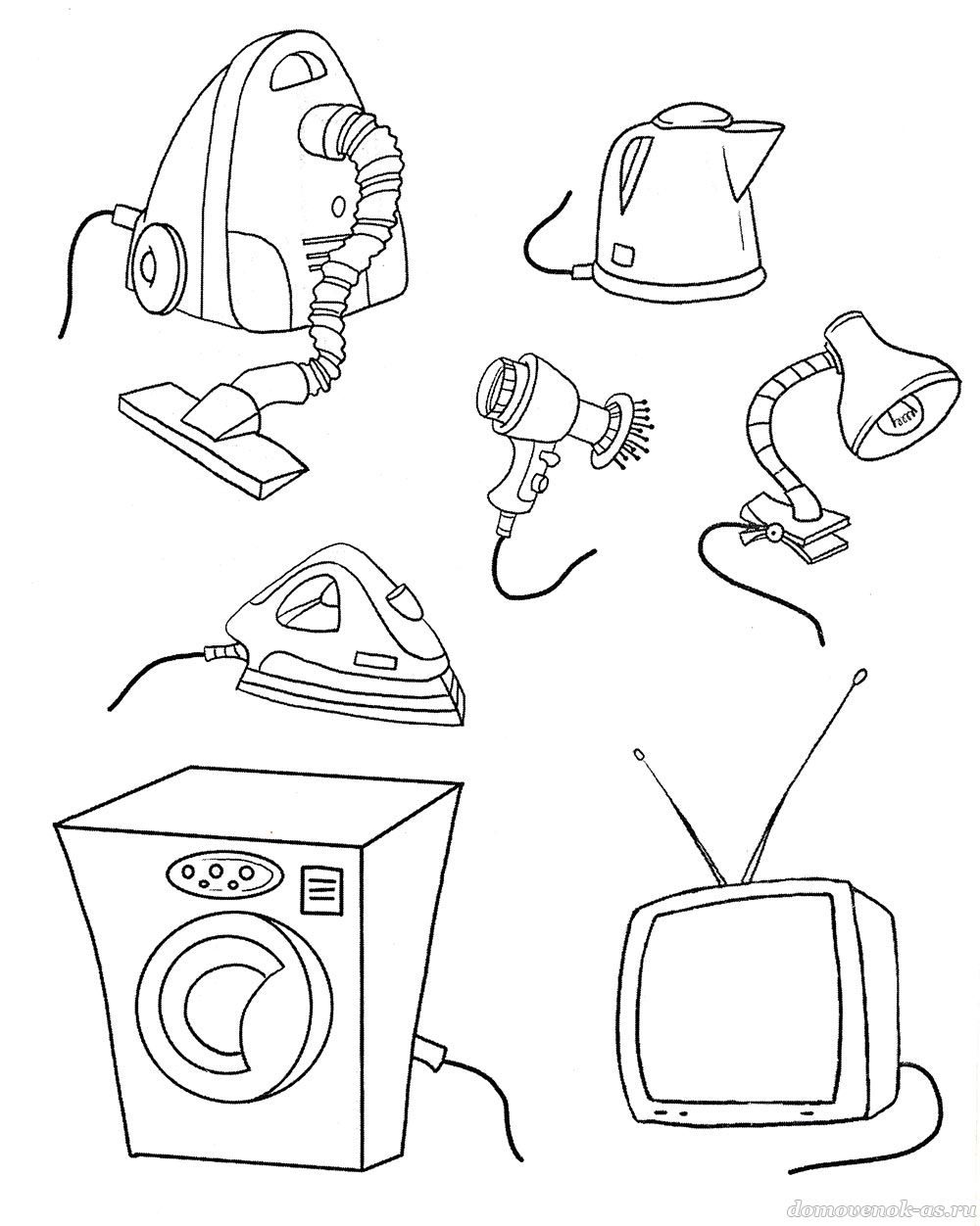 Электроприборы картинки для детей раскраски