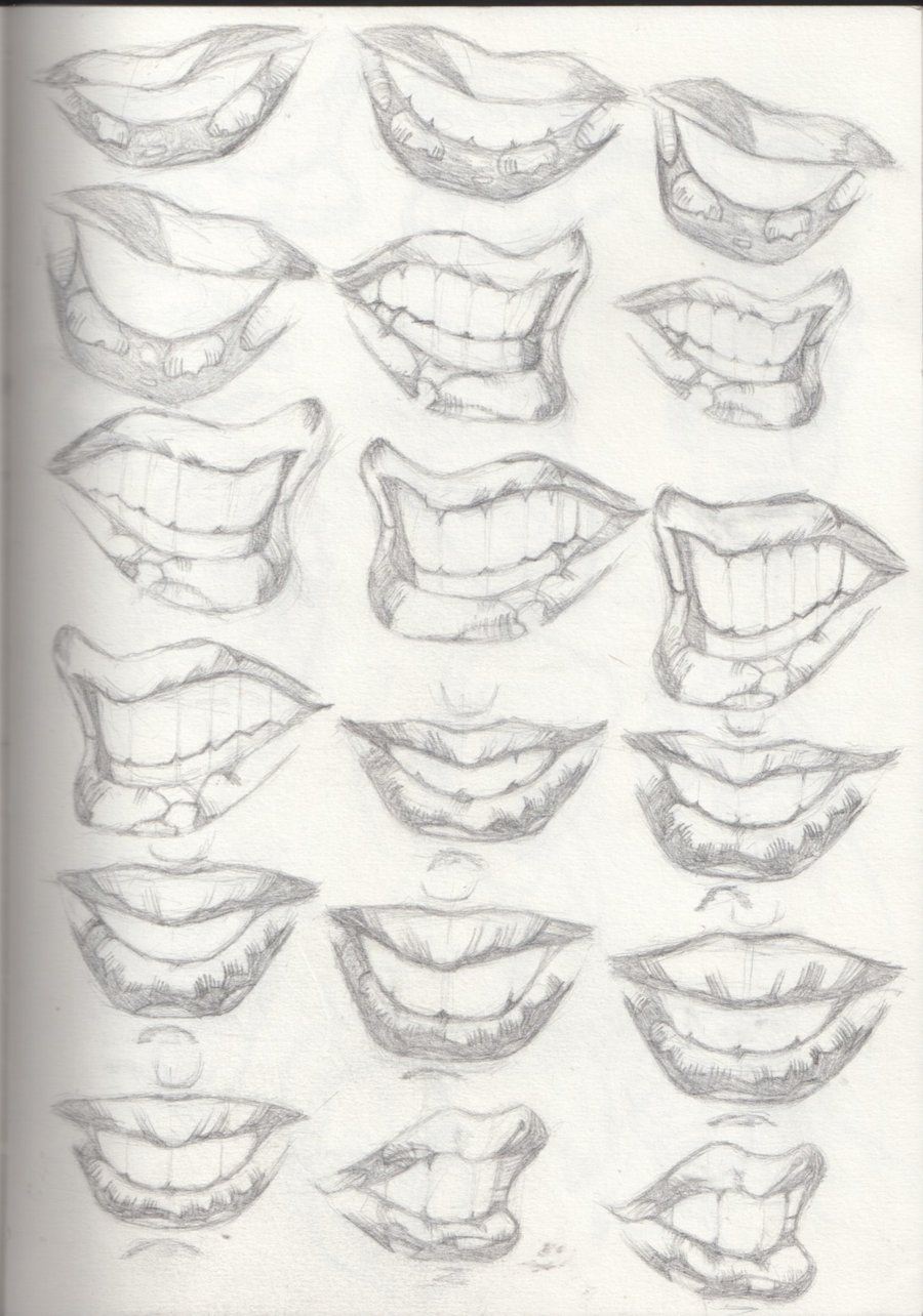 Губы в разных ракурсах. Туториал рисования губ. Губы стилизация. Рисовка мужских губ. Референс улыбка