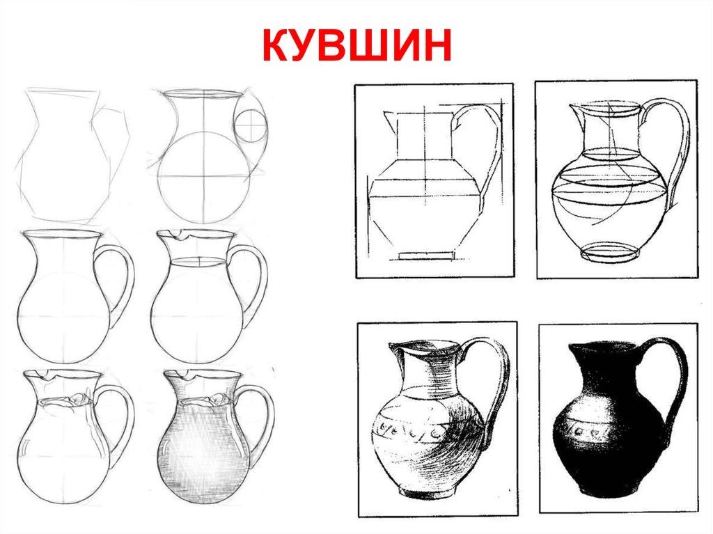 Нарисовать кувшин карандашом