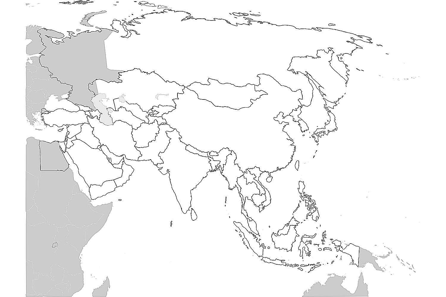 Политическая карта азии контурная карта для печати