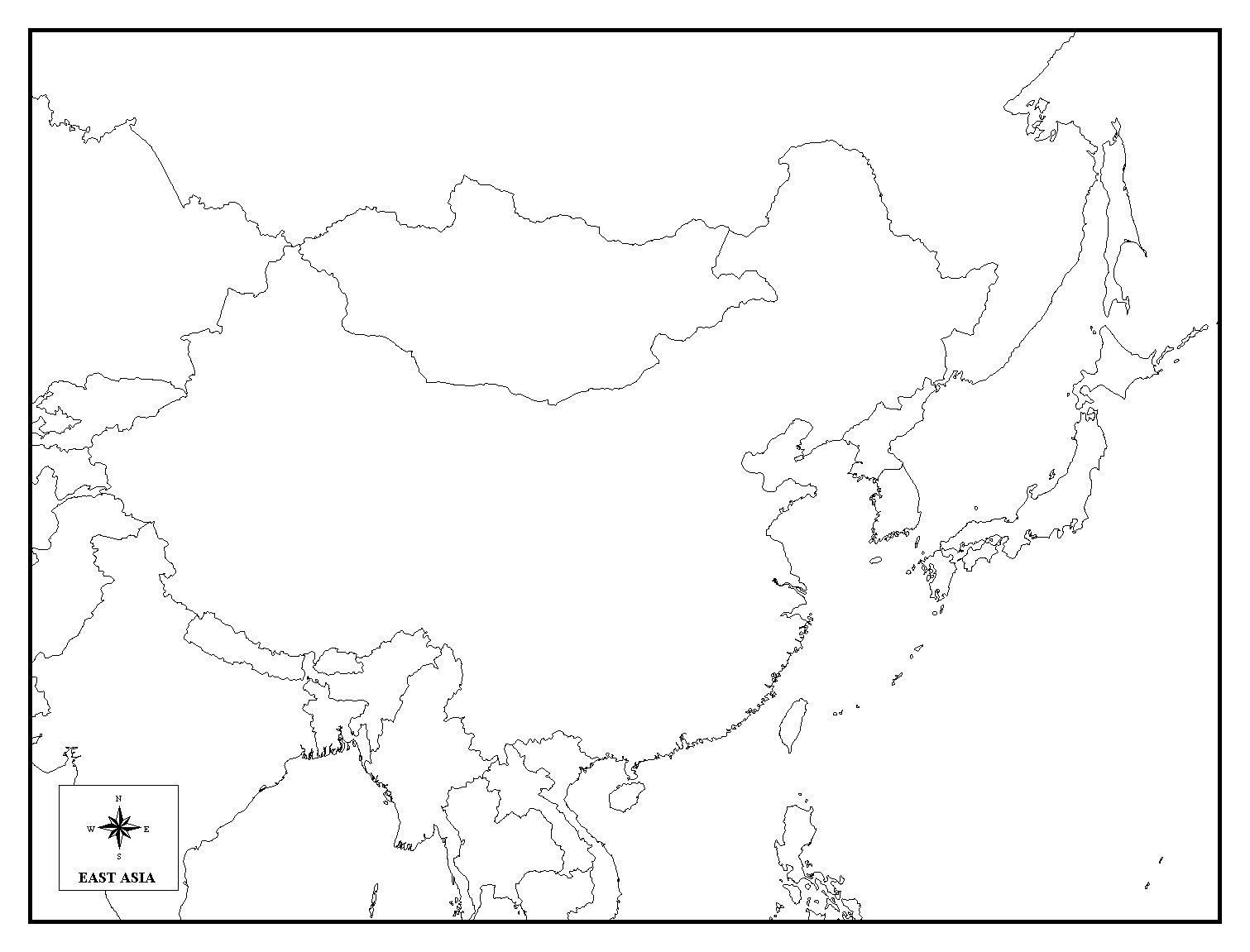 Карта китая черно белая