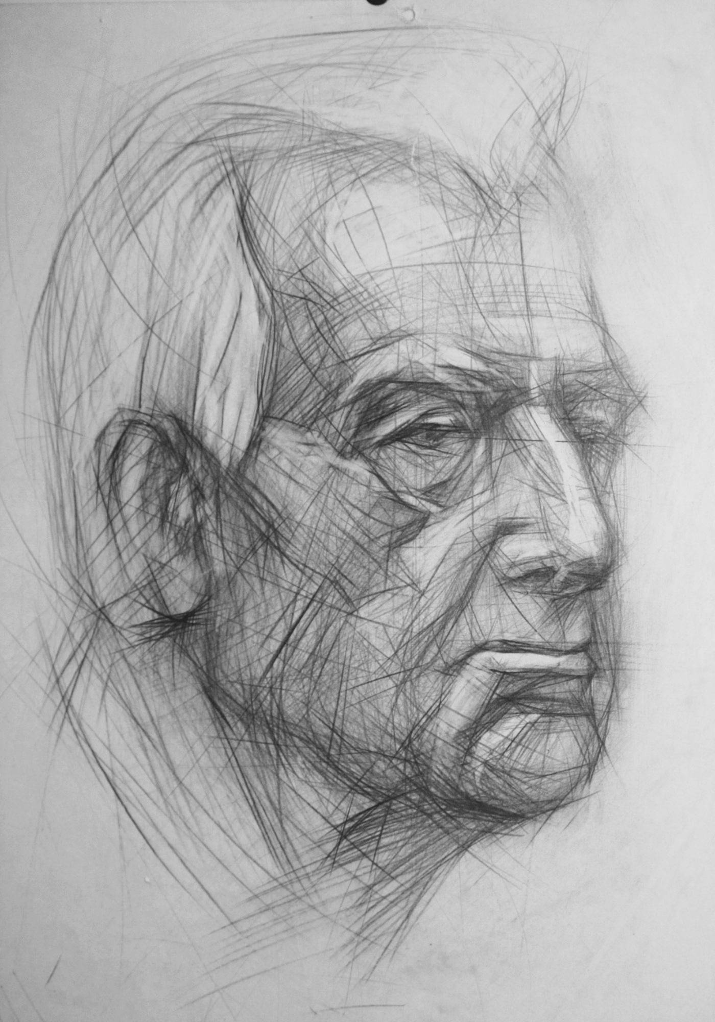 Пожилой человек карандашом. Академический портрет. Портретные зарисовки. Наброски портретов. Академический портрет карандашом.