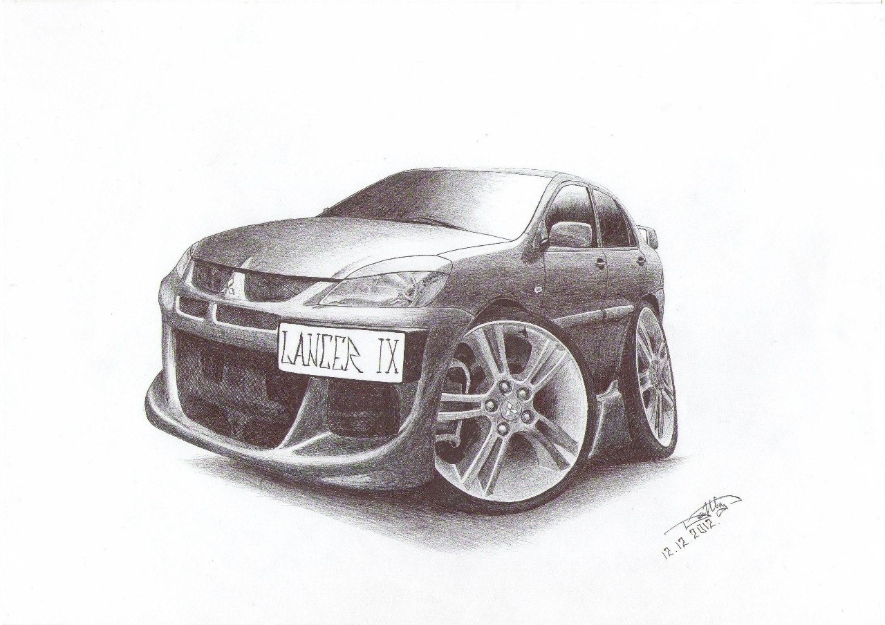 Mitsubishi lancer нарисовать