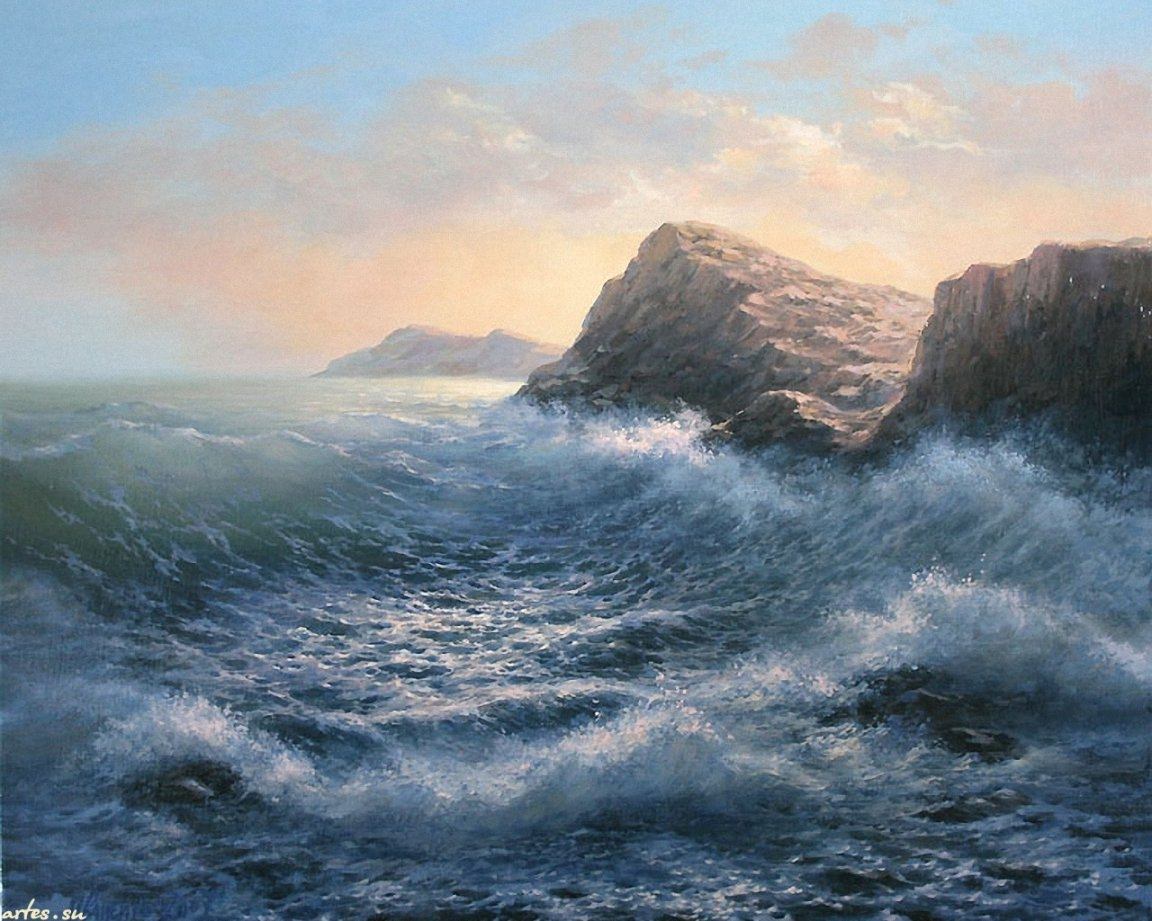 Стихотворение тютчева море. Картины художника Михаила Иваненко море и Утес.