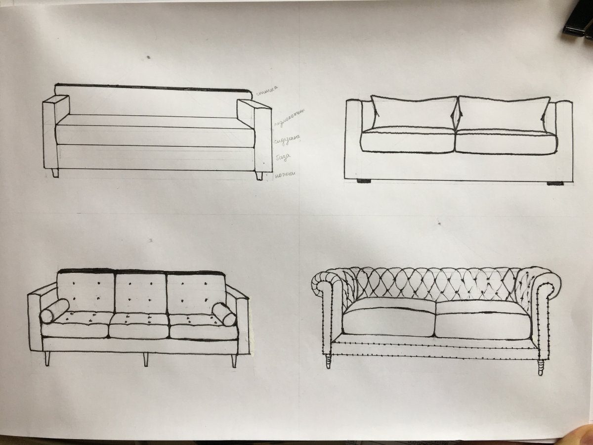 Как нарисовать диван легко для детей