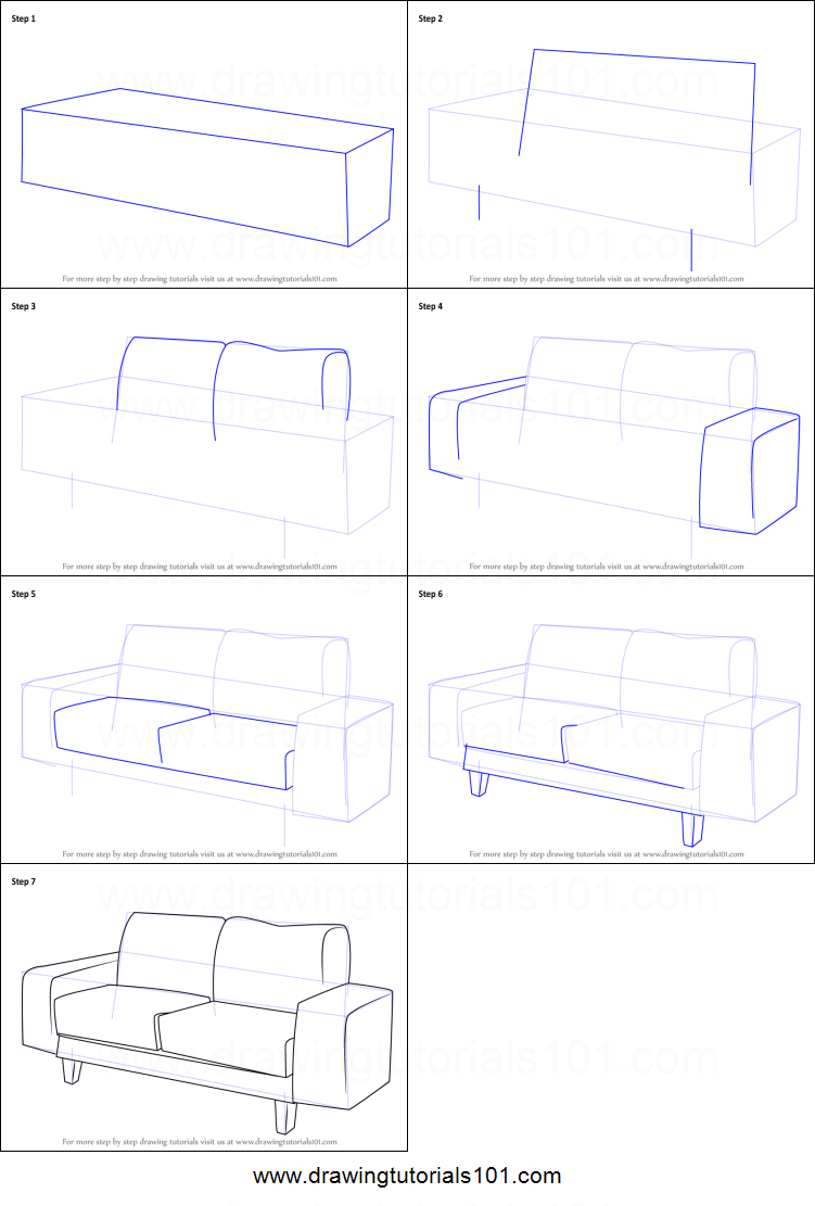 Как нарисовать диван легко