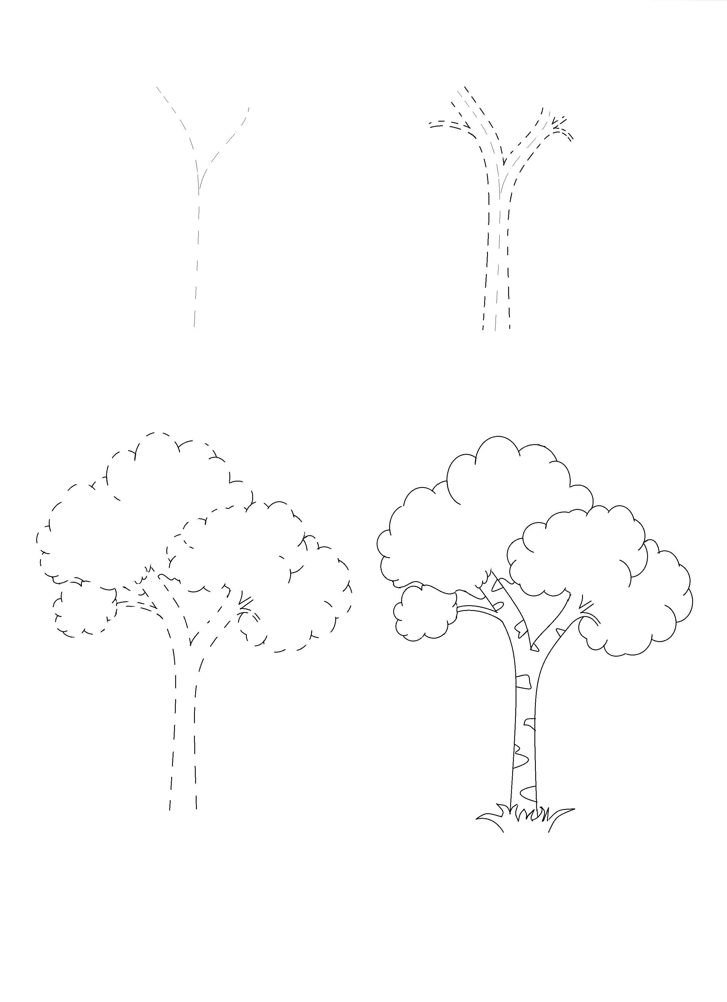 Дерево рисунок для детей поэтапно