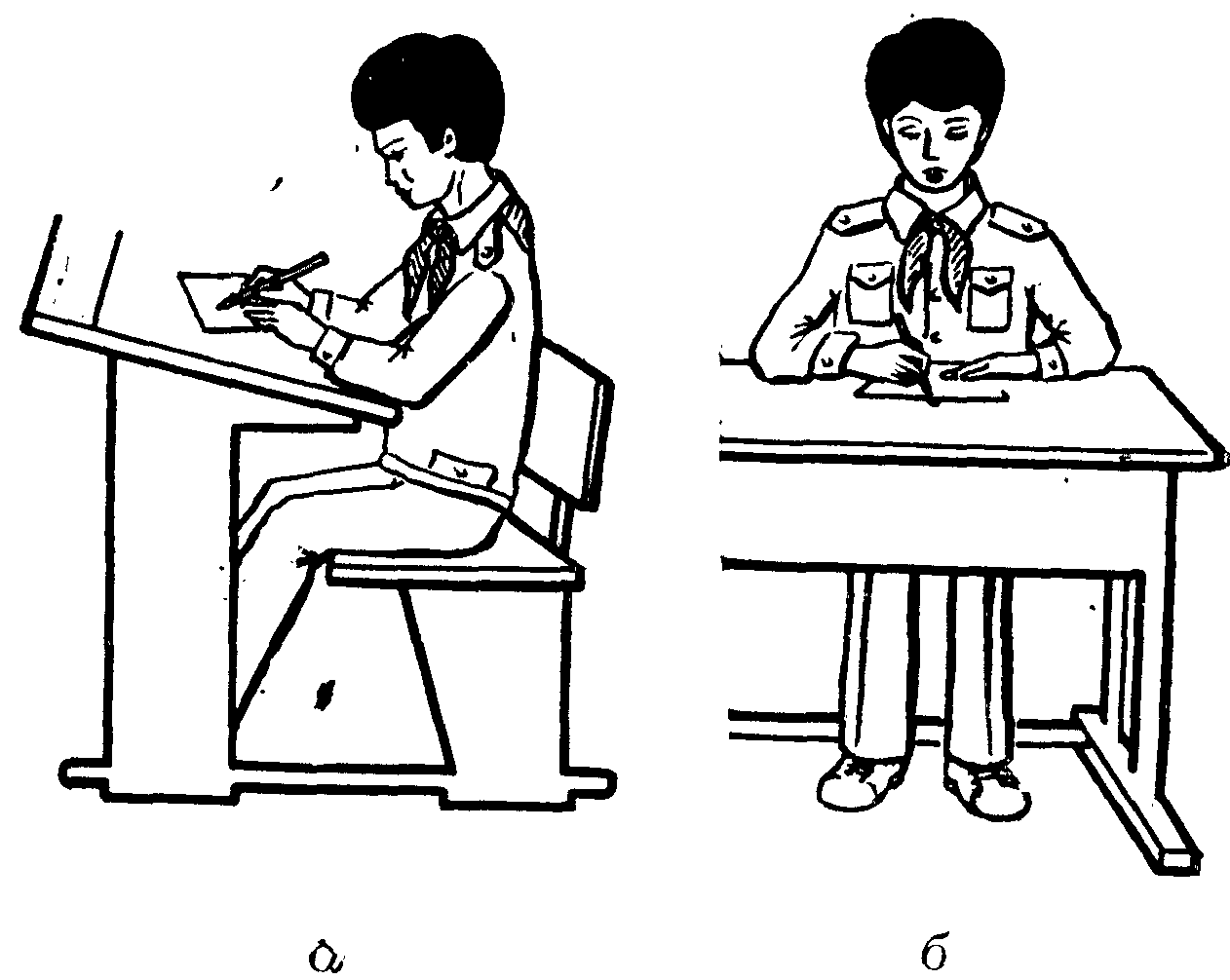 Правильная поза школьника за партой
