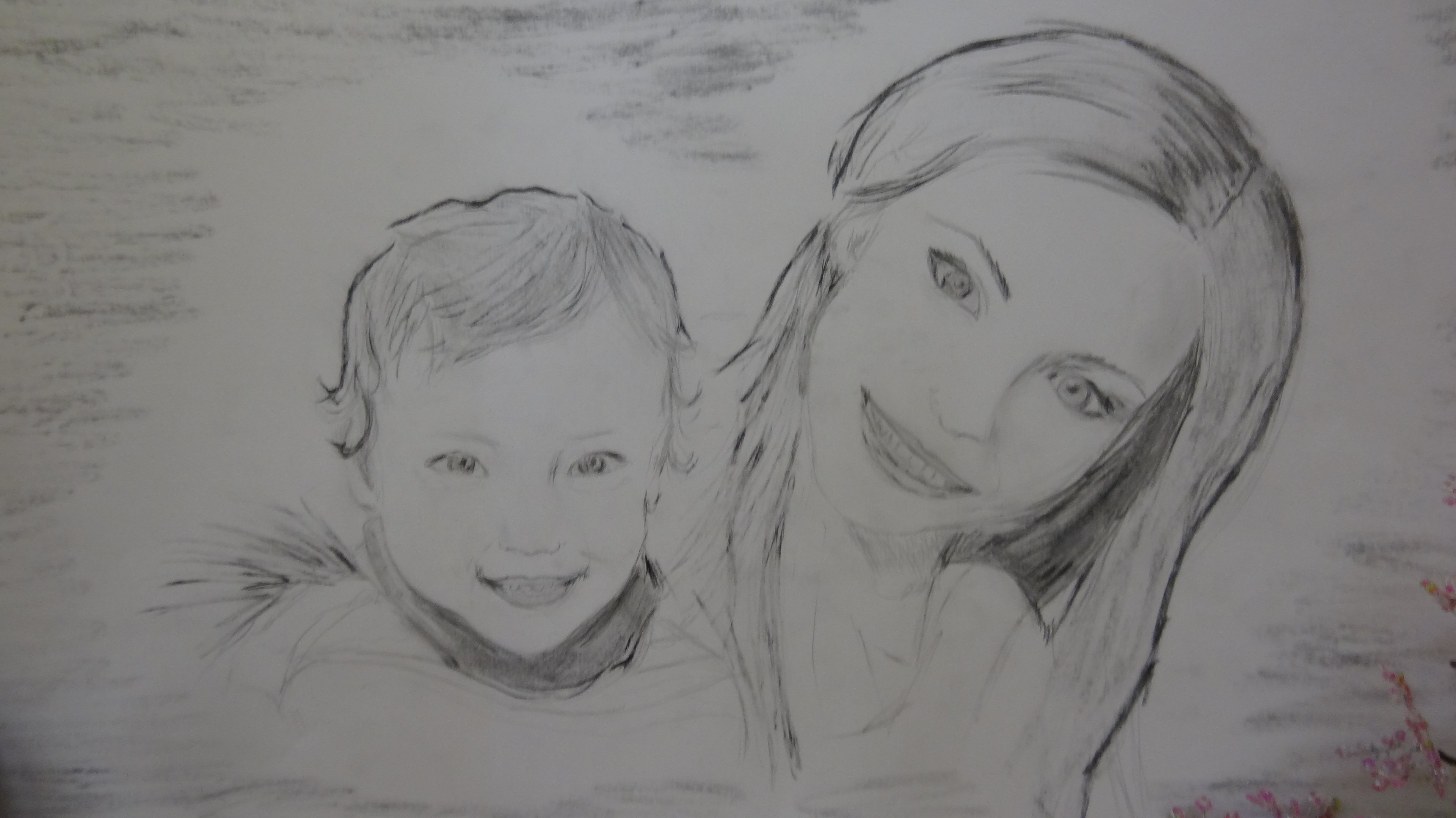Двойной портрет матери и ребенка. Рисунок для мамы. Рисунок на тему милая мама. Рисунок на тему материнство. Портрет мама и дочь.