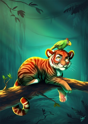 Тигр мультяшный рисунок