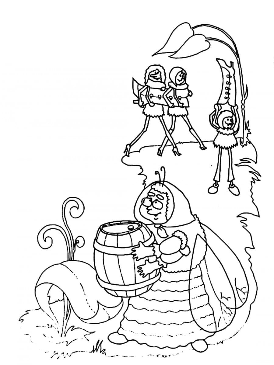 Раскраски по сказкам Чуковского Муха Цокотуха для детей