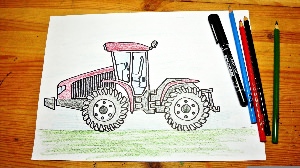 Рисунок трактора карандашом поэтапно