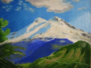 Гора Эльбрус рисунок цветными карандашами