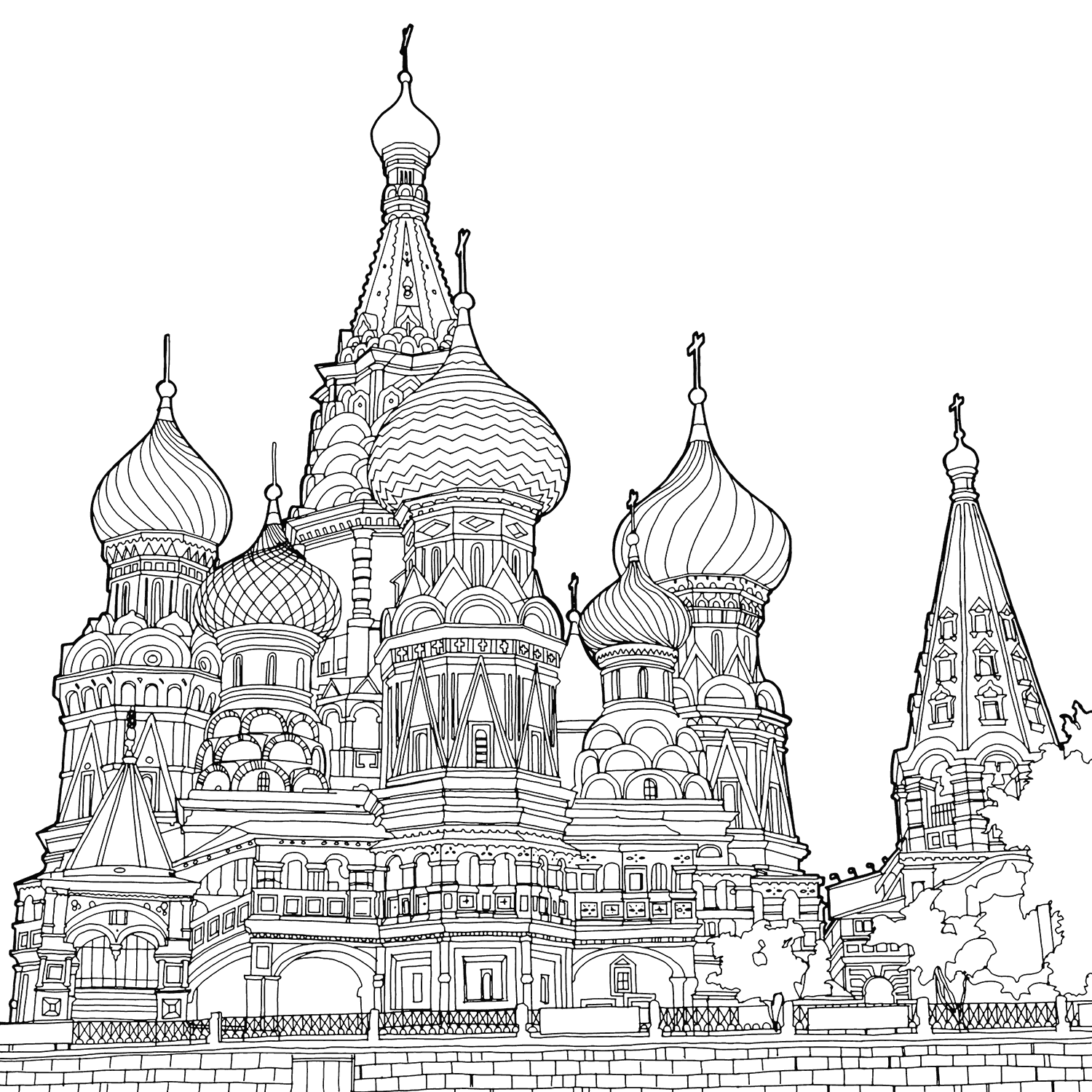 Рисунок раскраска московский кремль