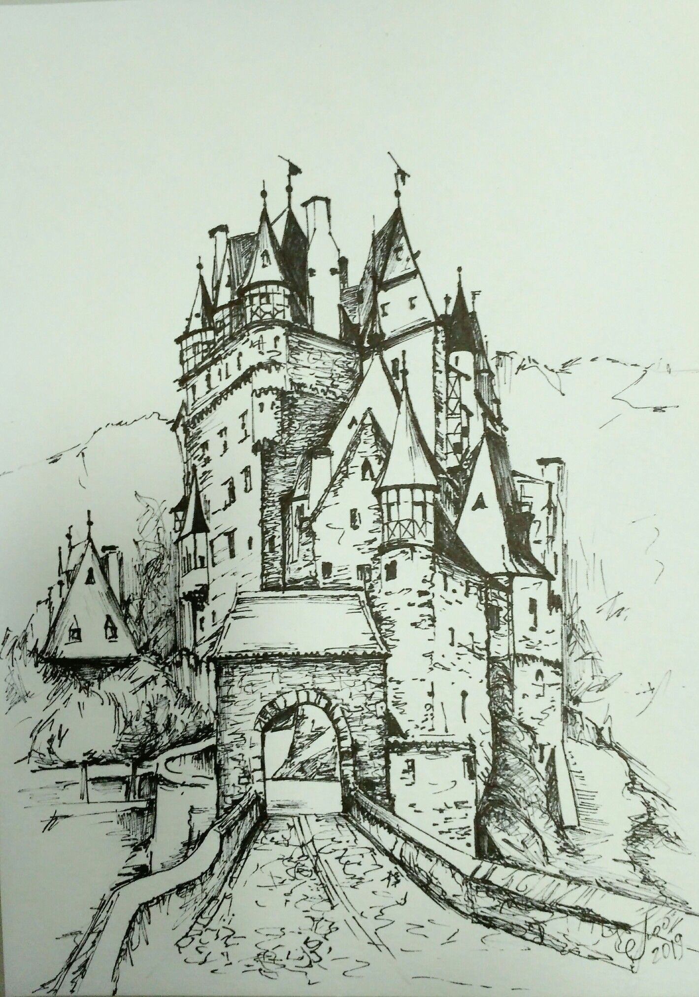 Castle drawing. Картины замок Эльц. Замок Эльц черно белый. Замок Эльц чертежи. Замок Эльц в Германии Графика.