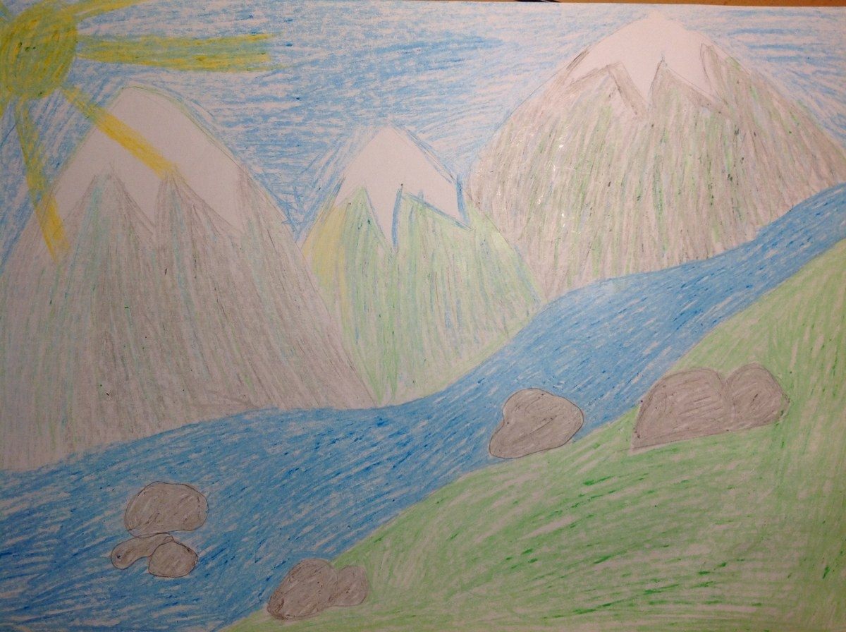 Нарисовать поверхность нашего края. Рисунок на тему горы. Горы глазами детей. Горы детский рисунок. Горы на детских рисунках.