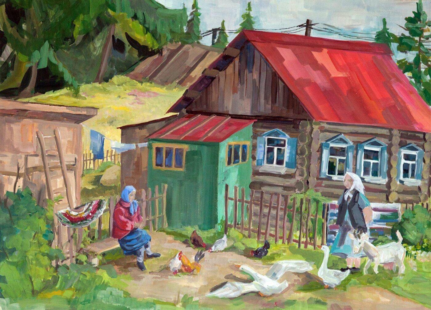 Про деревню жителей. Рисунок на тему деревня. Дети в деревне картина. Деревенская улица с людьми. Рисовать домик в деревне.
