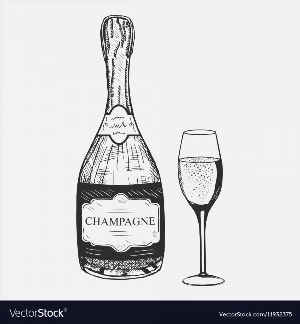 Бутылка шампанского рисунок карандашом