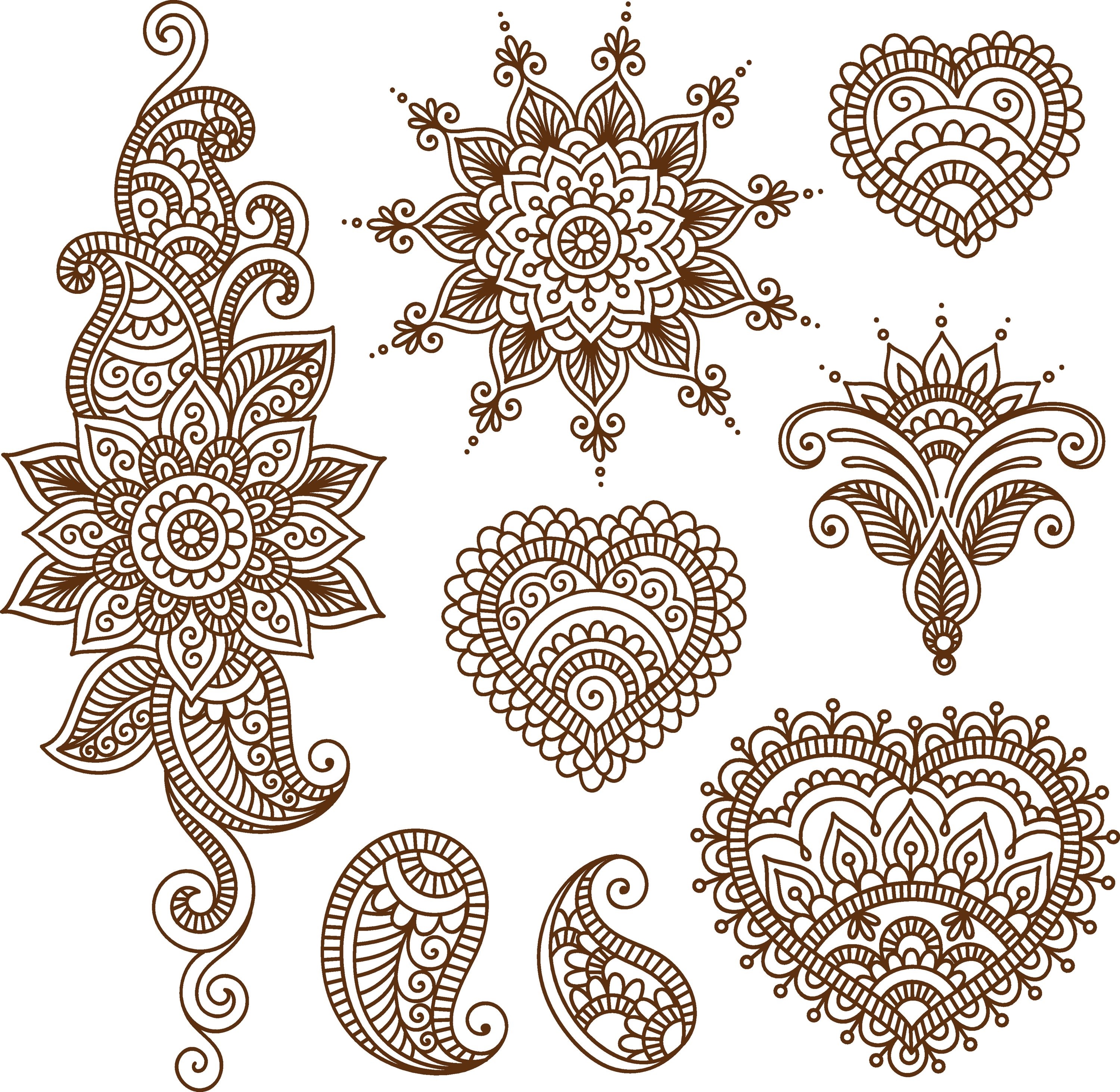 India Henna patterns вектор